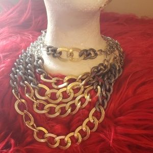 Grey and gold tiered necklace